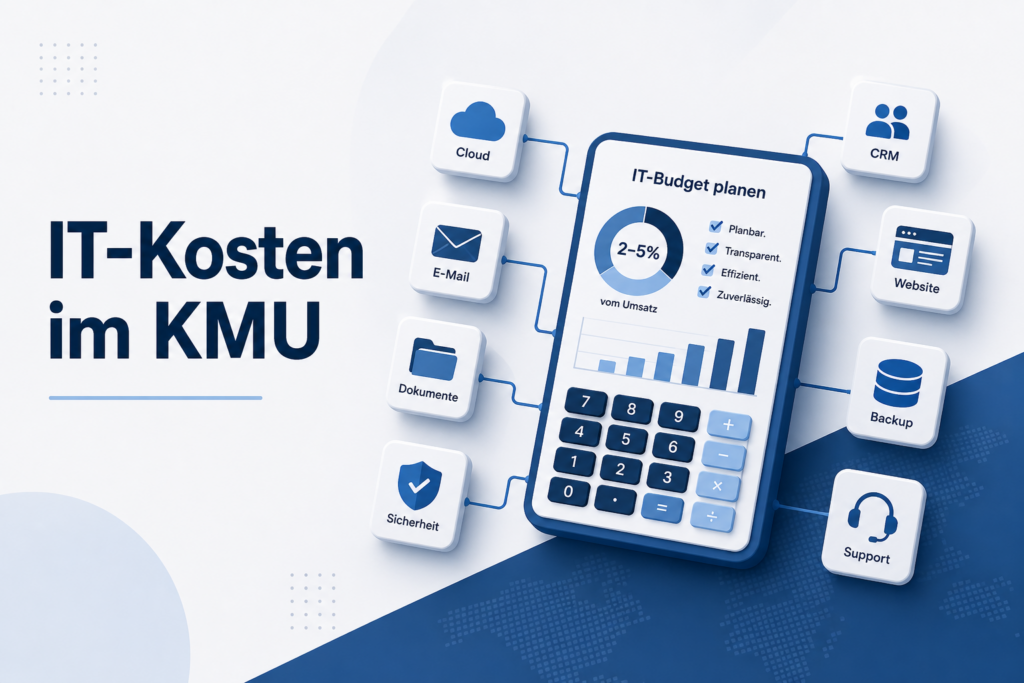 IT-Kosten für kleine Unternehmen mit Cloud, E-Mail, Dokumenten, CRM, Website, Sicherheit, Backup und Support